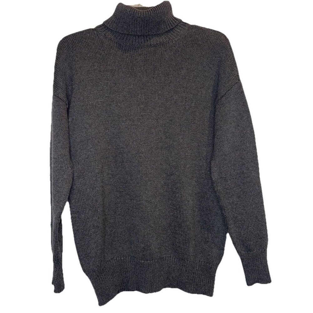 Madewell Women’s Dark Gray Cotton Turtleneck Sweater Sz XXS Classic Preppy NEW